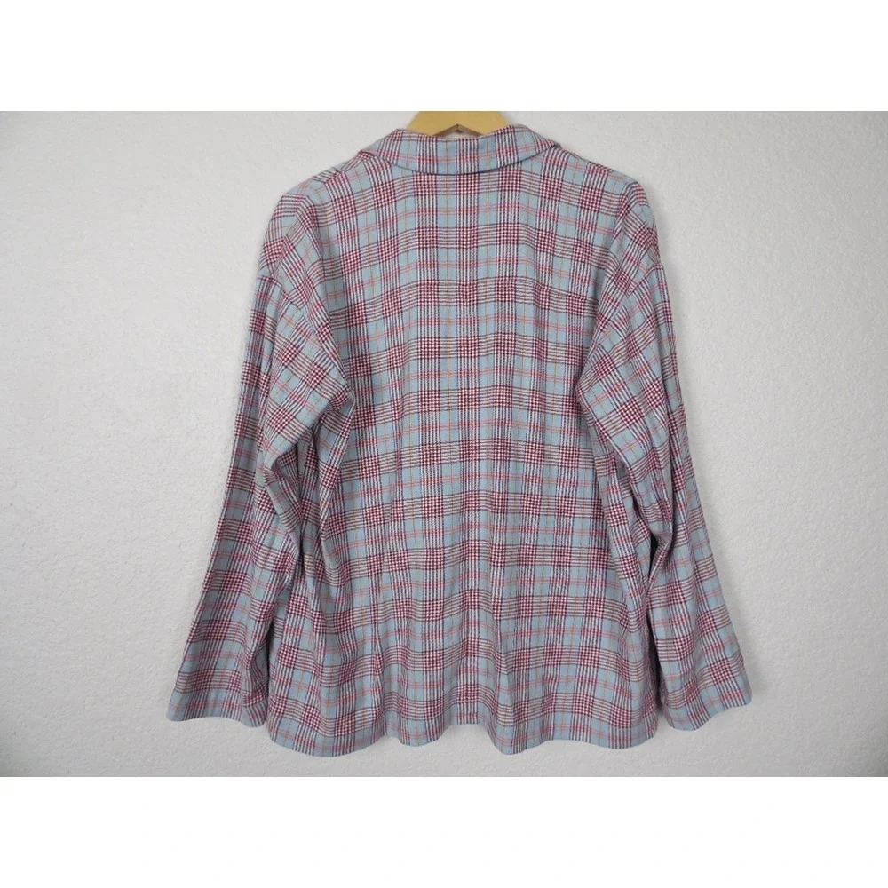 Maeve by Anthropologie Womens Plaid Blazer SZ XS Pink Blue Academia Button Front